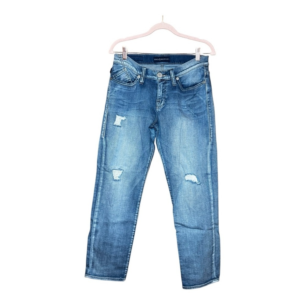 ROCK & REPUBLIC Distressed Light Blue Indee Jeans Sz 6